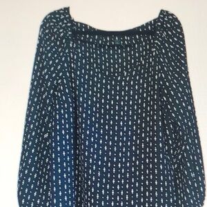 Blue Relaxed Pleated Blouse